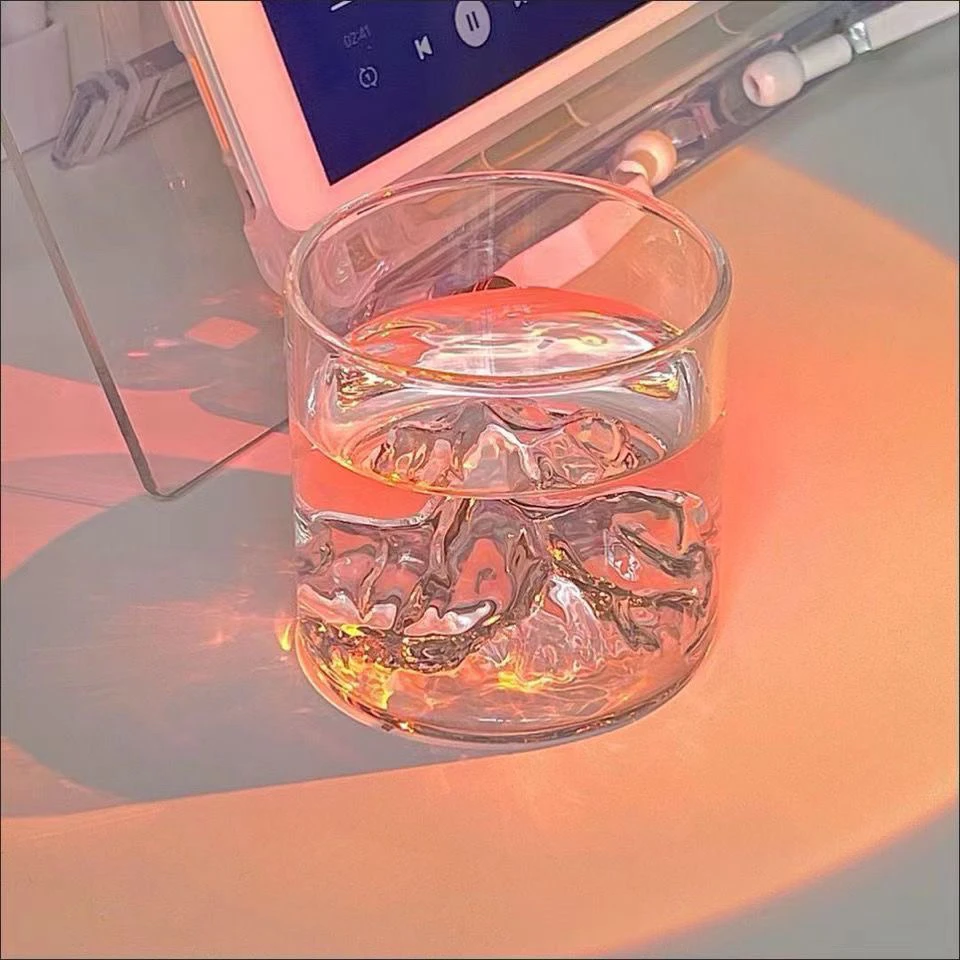 复古国潮风玻璃杯富士山杯山河观山杯喝水杯耐热泡茶杯主人杯创意