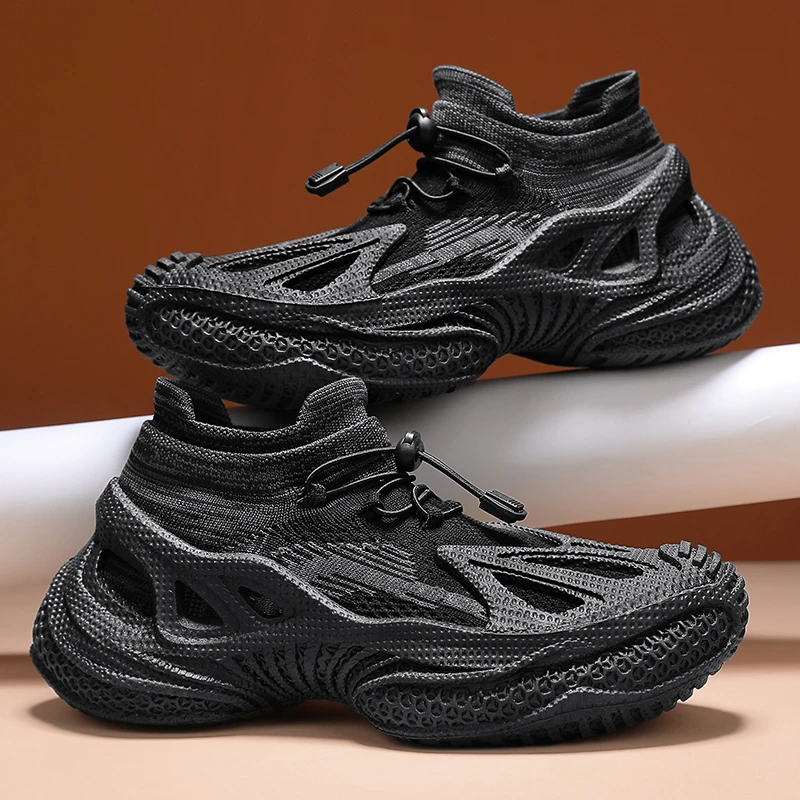 爆款男鞋2025夏季新款高弹飞织鞋时尚透气椰子男鞋运动网面潮鞋子