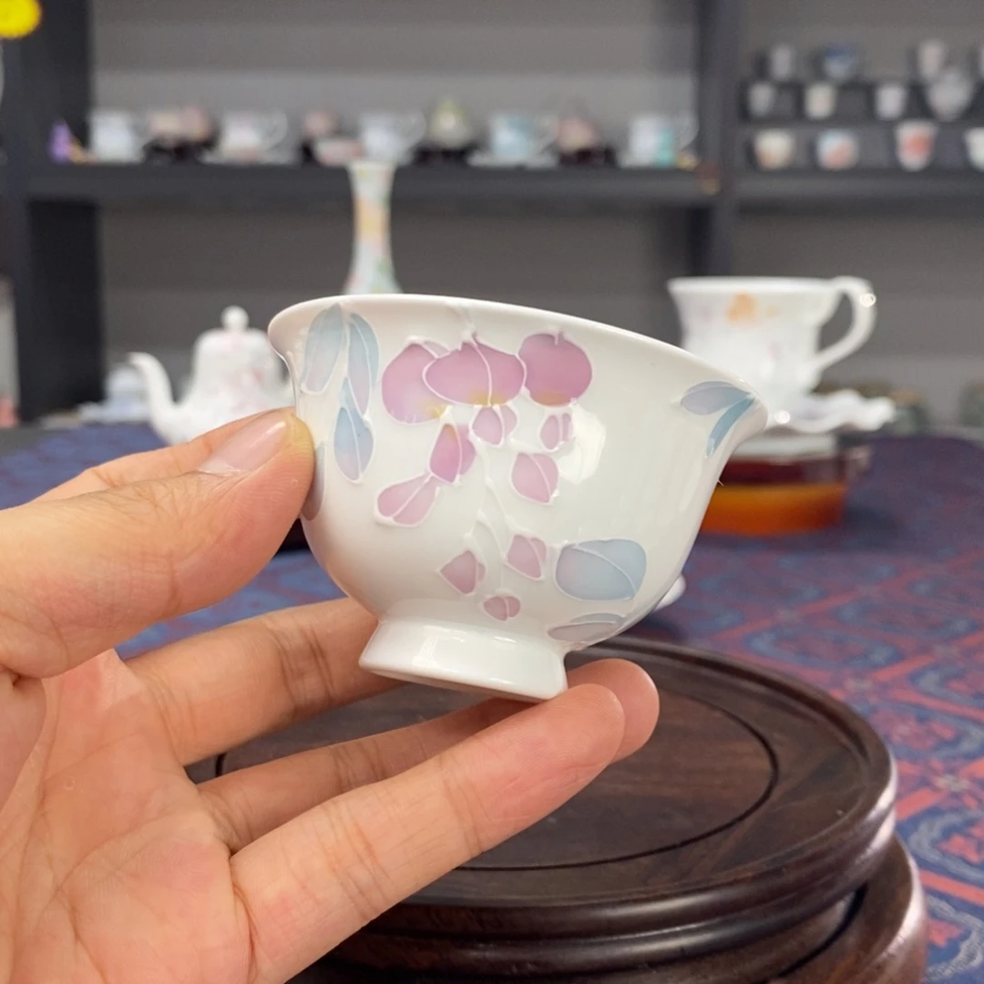 紫藤花釉下品茗杯