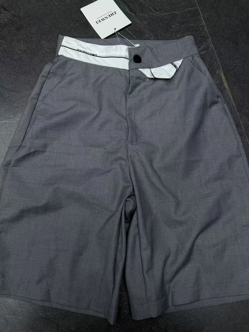 B15-4两色“拼接腰”西装短裤（1150）