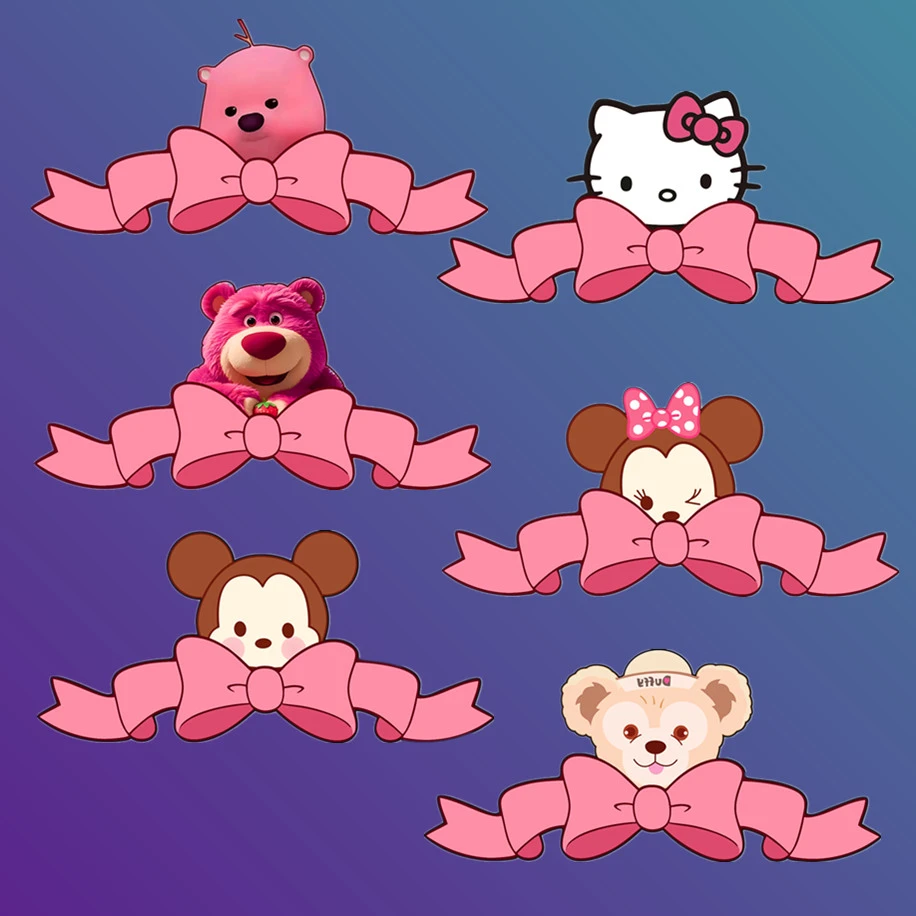 汽车贴纸蝴蝶结个性创意防水装饰车贴电动车摩托车草莓熊米奇米妮