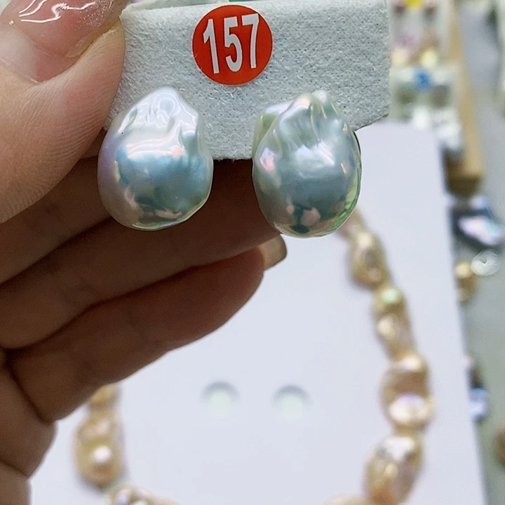 银S925镶嵌淡水珍珠耳饰天*