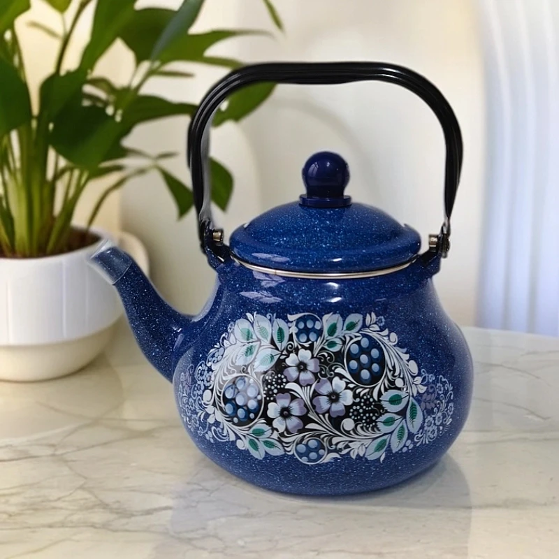 1.5L搪瓷珐琅烧水壶多花型高颜值茶壶家用冷水壶奶茶壶