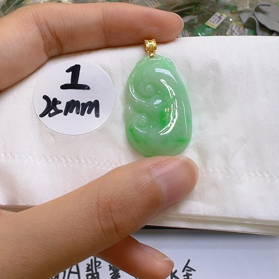 翡翠18K金镶嵌吊坠(不含链)翡翠