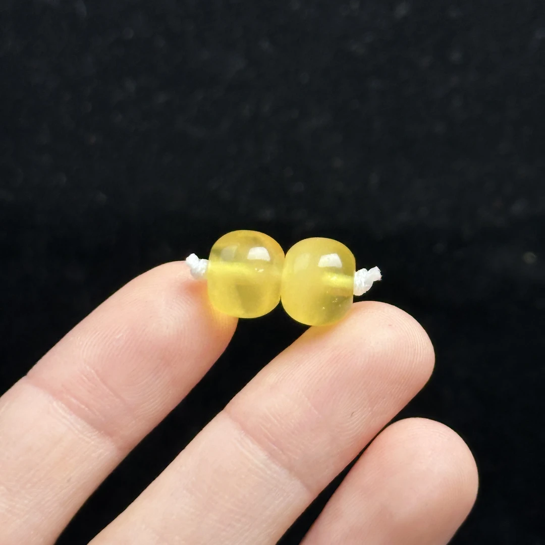 K8004天然原矿蜜蜡 老型对珠 9.4mm支持复检假一罚十