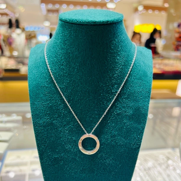 铂金Pt950精品套链轻奢百搭经典镶嵌圆形圆圈简约