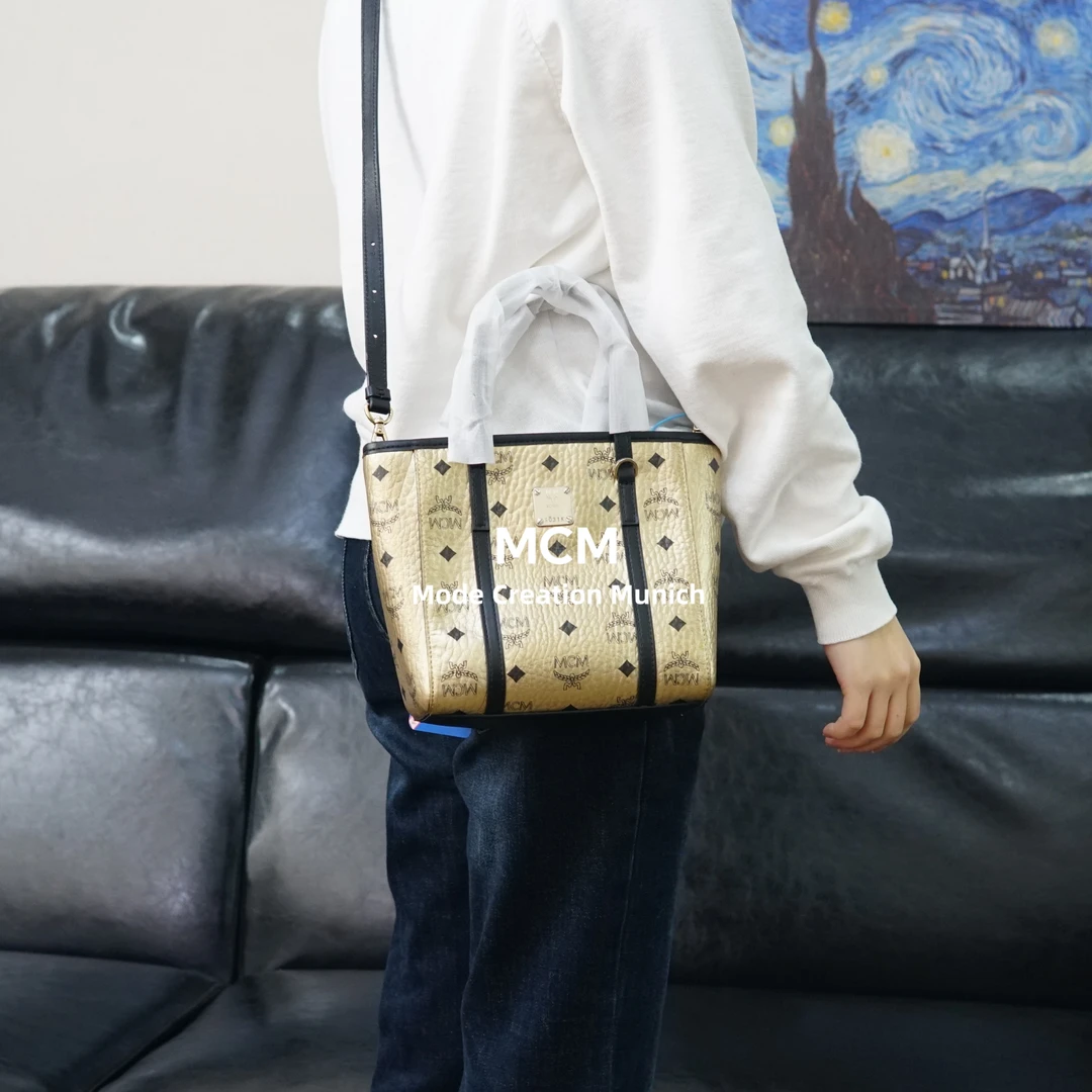 95新 MCM 香槟金菜篮子包/XS03419017/9017