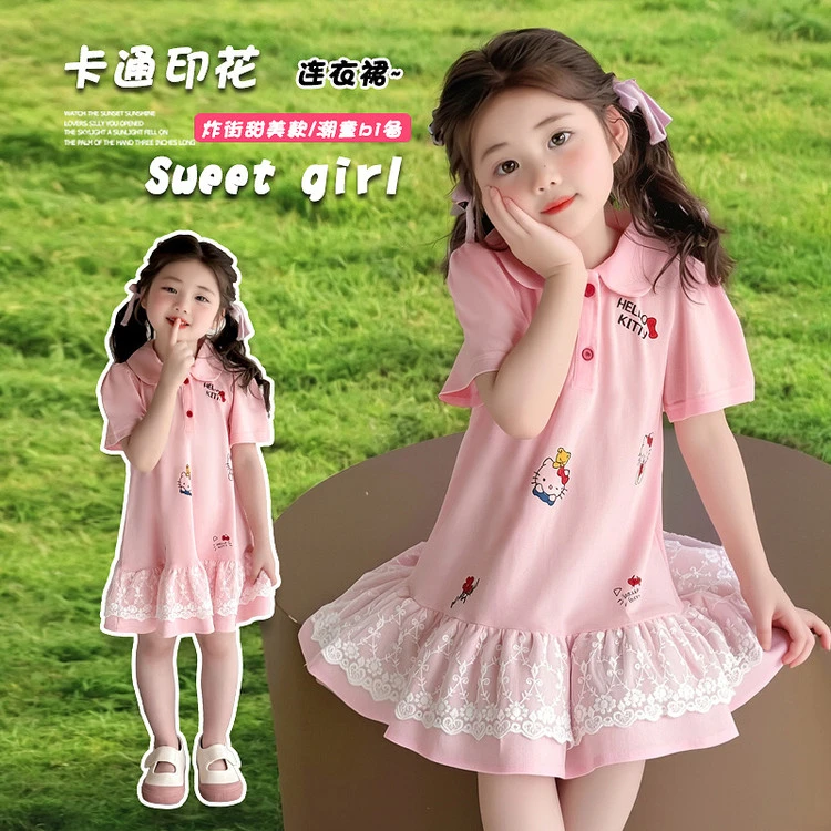 女童连衣裙韩系穿搭学院风小公主洋气裙子可爱超萌女宝宝夏日衣服