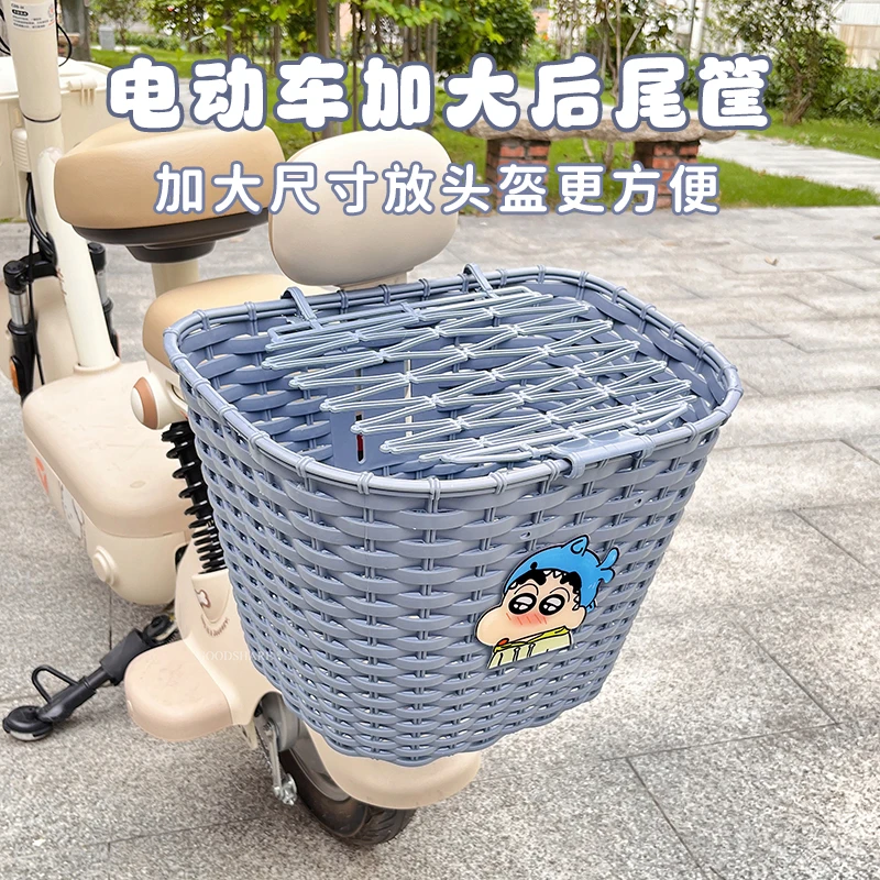 电动车后置车筐加大号可爱卡通电瓶摩托车尾放头盔充电器置物神器