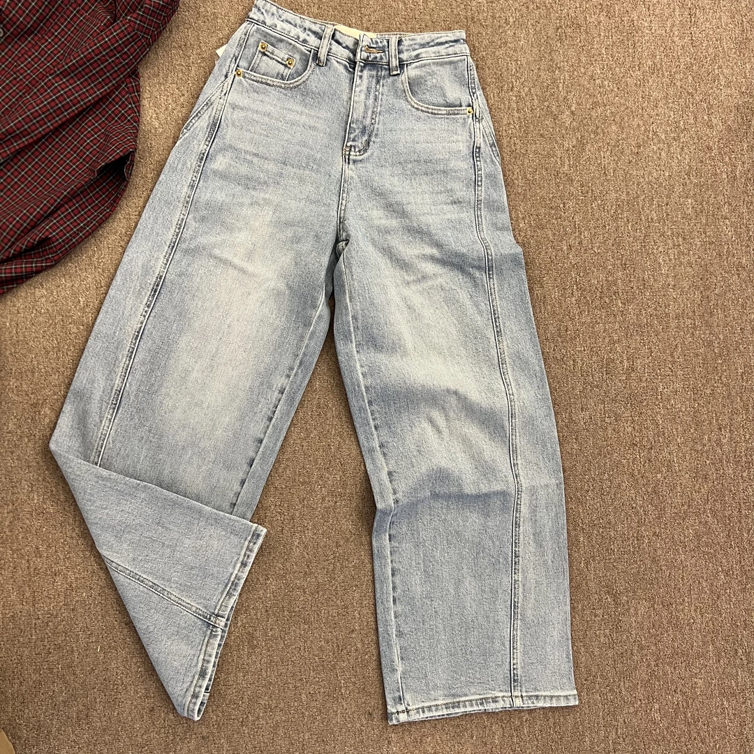 林姐家推荐时尚百搭休闲 水洗窄版直筒裤 大长腿