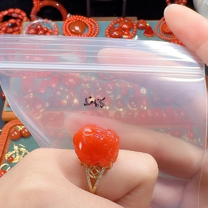 南红玛瑙银S925镶嵌戒指