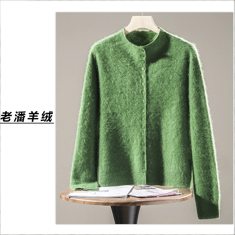 【老潘】针织开衫常规型圆领亲肤羊绒衫保暖纯色Q5487