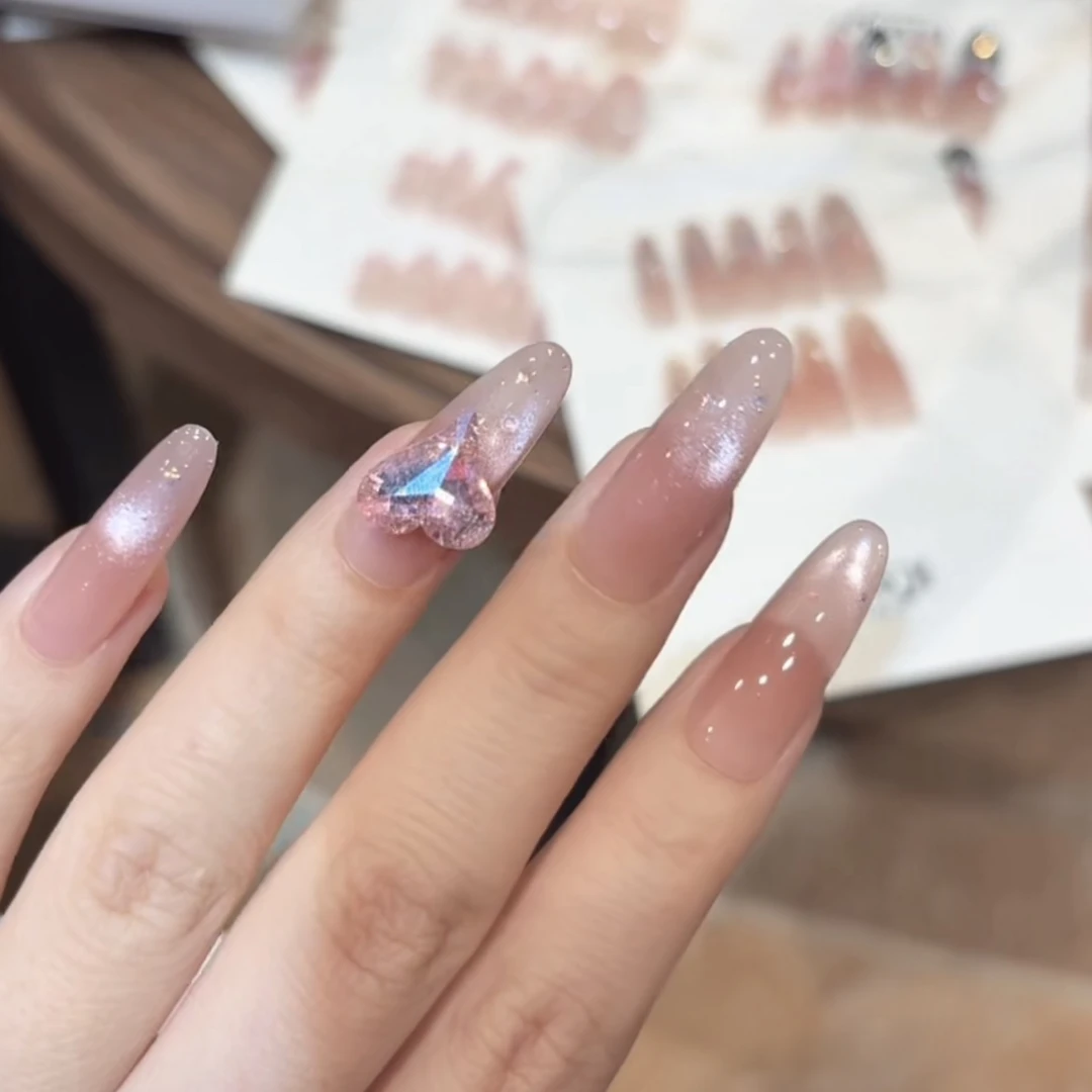 【蜜桃气泡水带钻】纯手工制作可拆卸穿戴甲10片