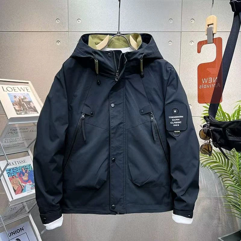 美式潮牌拉链卫衣男款2024新款欧美街头青年夹克黑色连帽887718