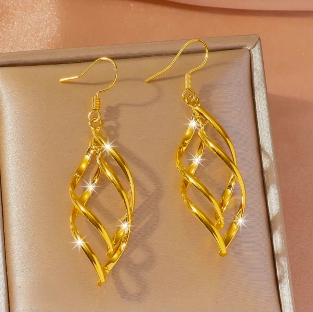 铜合金耳饰 铜合金耳饰【双环菱形耳钩】