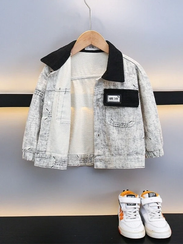 男童春秋款2025新款痞帅时髦男孩夹克衫儿童春秋季外套男童