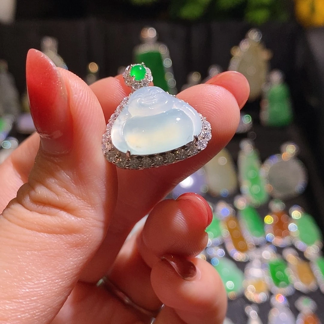 颈饰银S925镶嵌翡翠天然翡翠