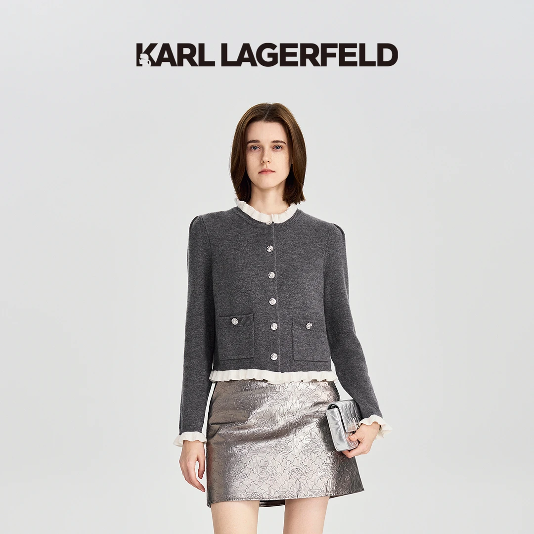【婷婷专属】KARLLAGERFELD撞色木耳边开衫M26E2265