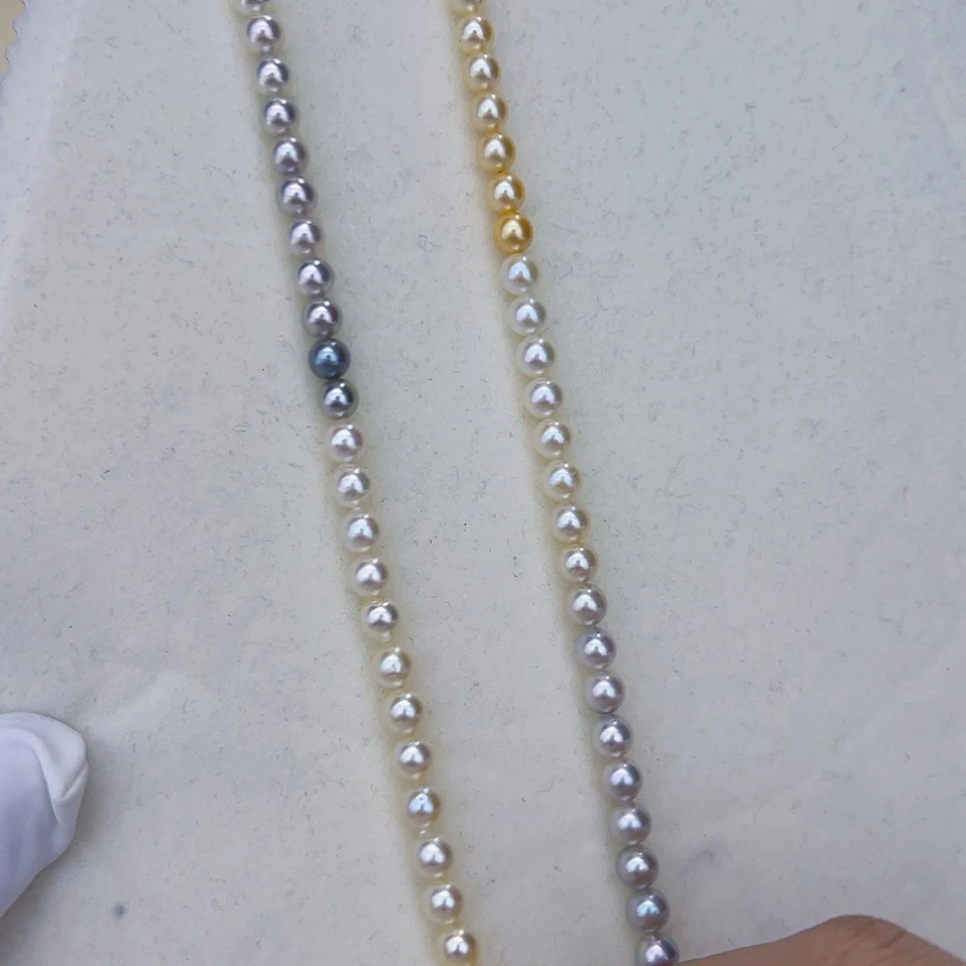 海水珍珠海水akoya设计款满珠链XL5018K金镶嵌