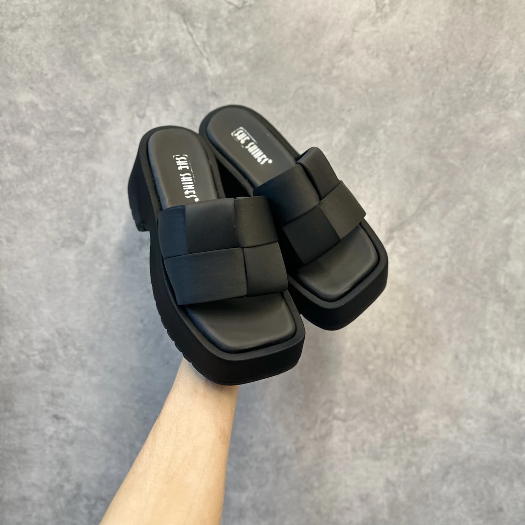 2025新款高品质广州鞋 超轻厚底编织方头拖鞋巨巨巨舒服百搭年轻