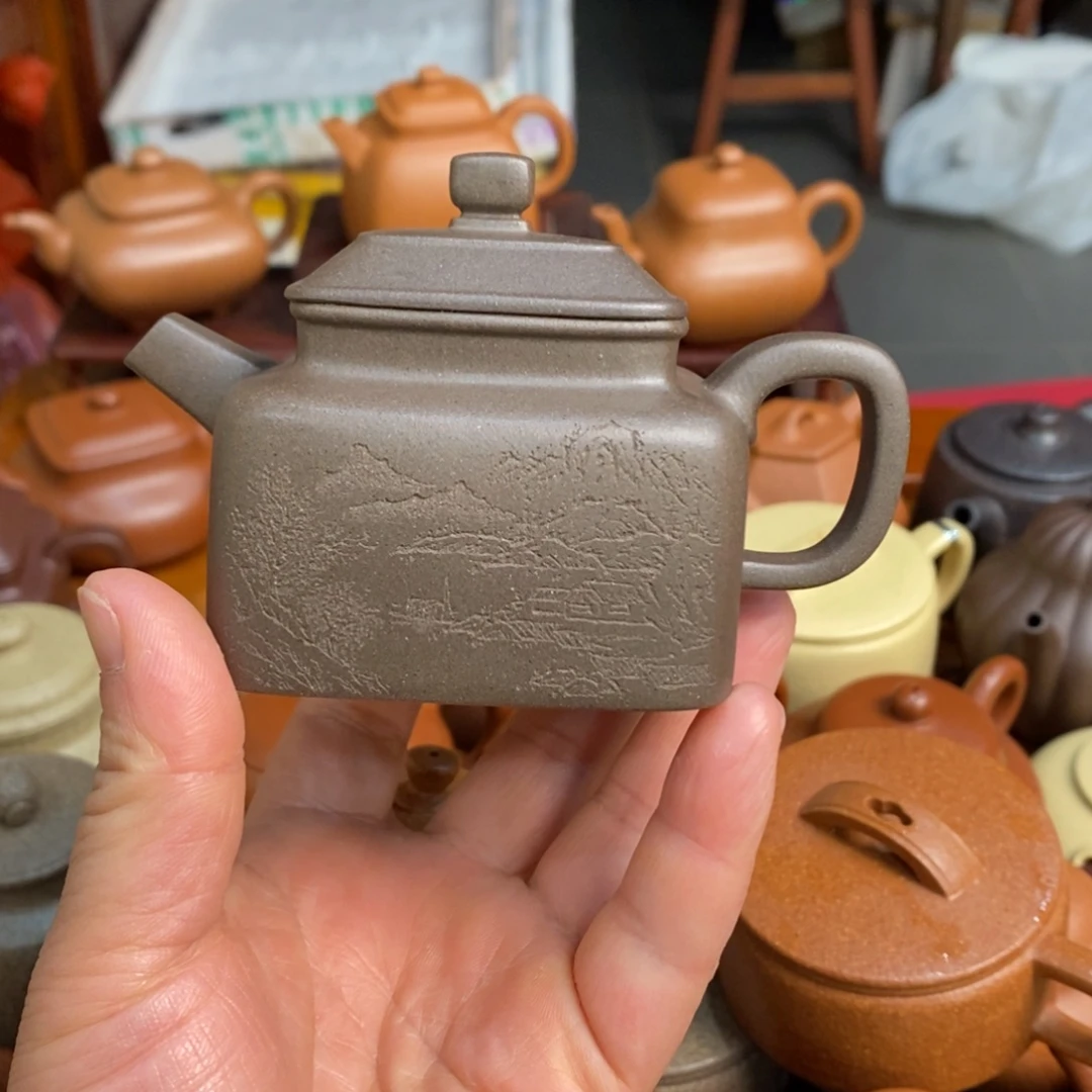 茶壶紫砂紫砂壶青灰紫四方德中