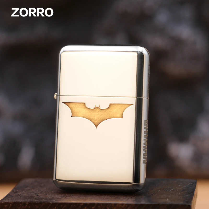 ZORRO佐罗砂轮薄款【蝙蝠侠】790白镍银防风煤油打火机送男士礼物