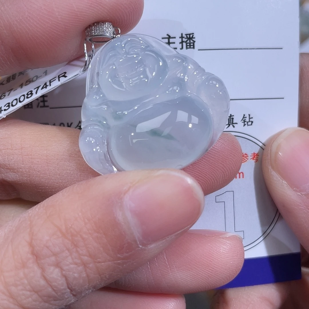 翡翠18K金镶嵌颈饰佛公