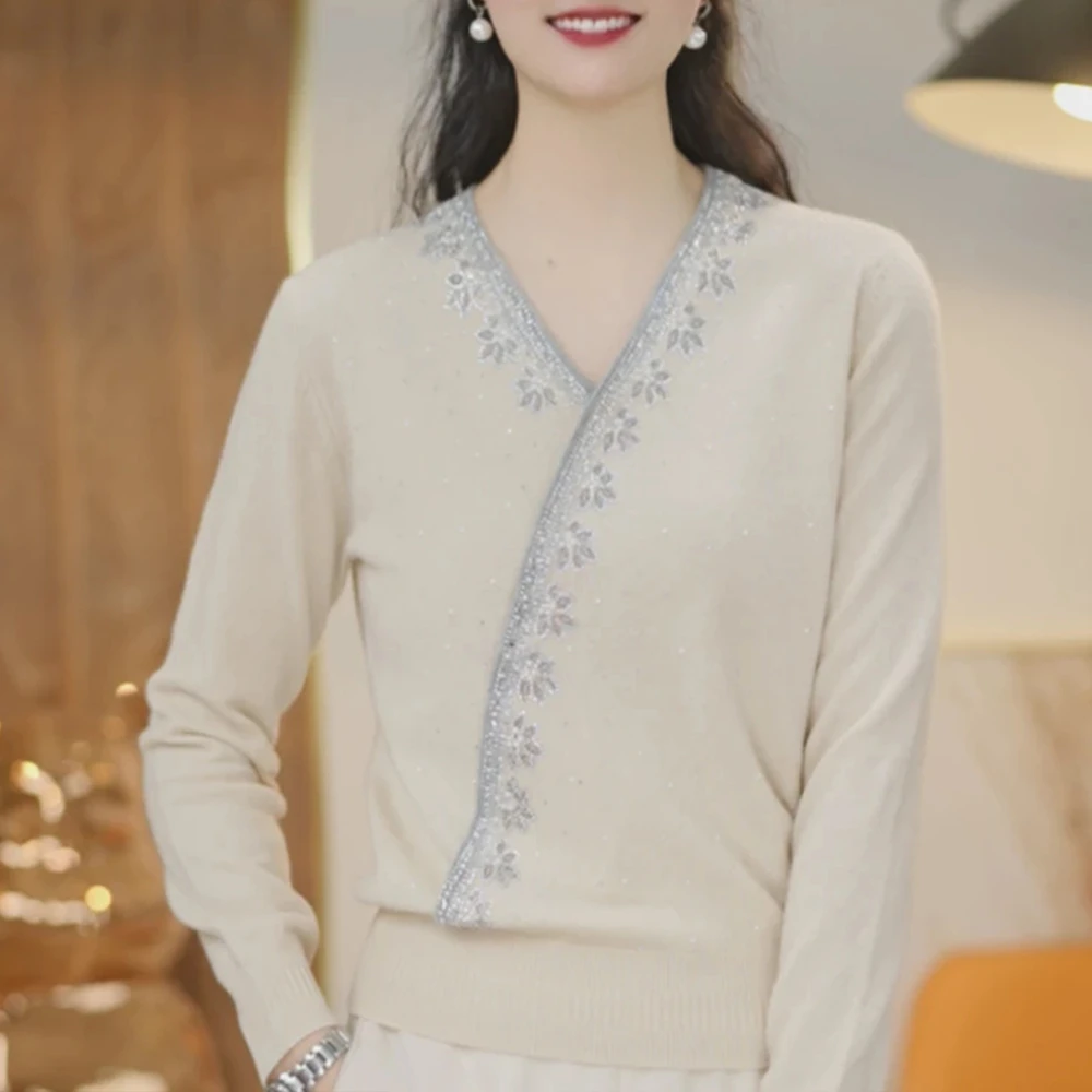 潮流显瘦长袖针织衫女2025秋季新款韩系高级设计感通勤百搭衣服潮