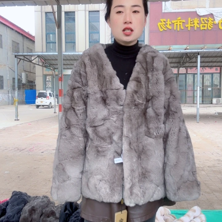 银兰灰短款v领小码m