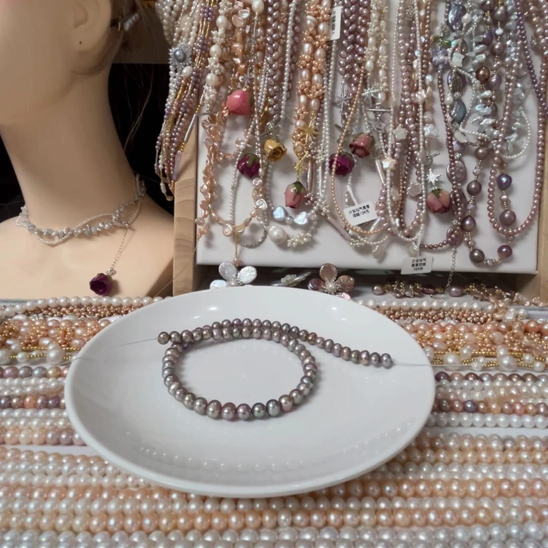 淡水珍珠银S925镶嵌颈饰清****～