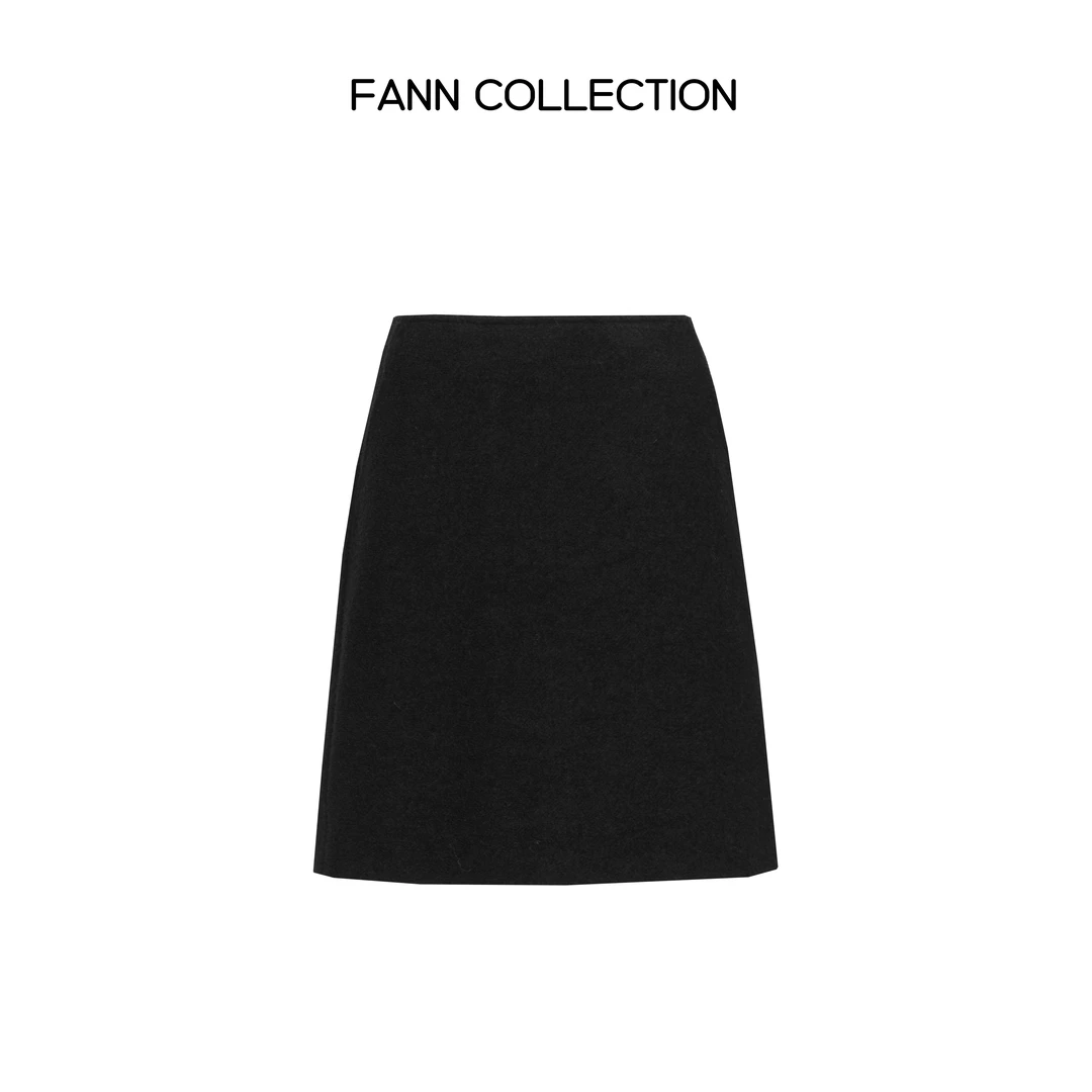 饭饭FANN COLLECTION 雪境 羊毛混纺后开衩直筒半身裙FANNC069