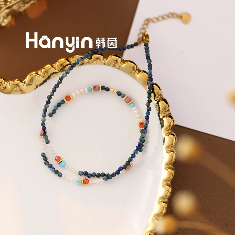 巴洛克淡水珍珠2mm多切面尖晶石原创设计项链轻奢高级感锁骨链