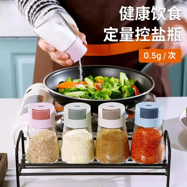 厨房家用好物密封防潮调料罐精准定量控盐瓶家用玻璃按压式调料盒
