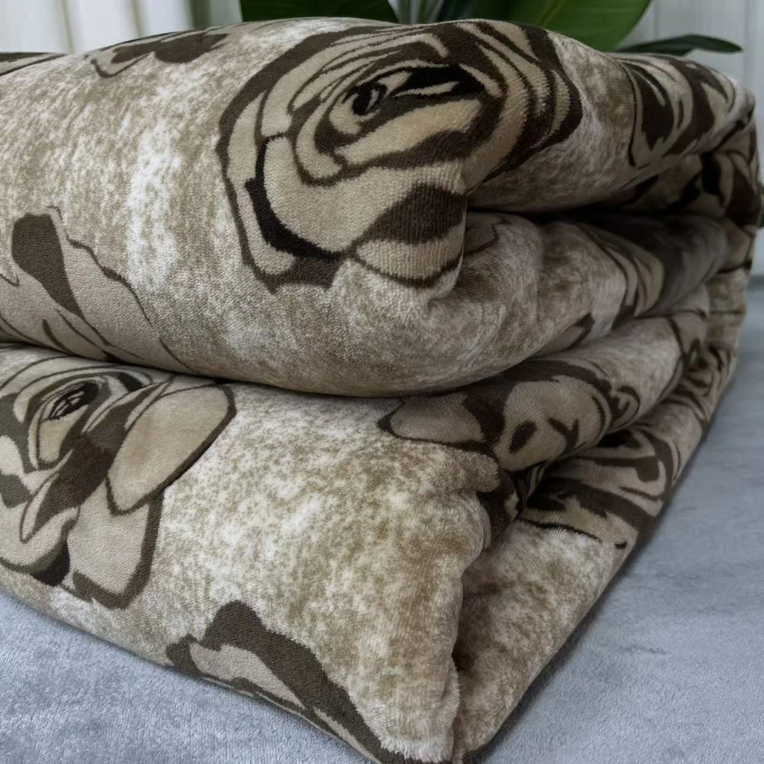 恒峰家纺 推荐  2.0*2.3 经典茶花被加厚绒被纯色简约轻奢