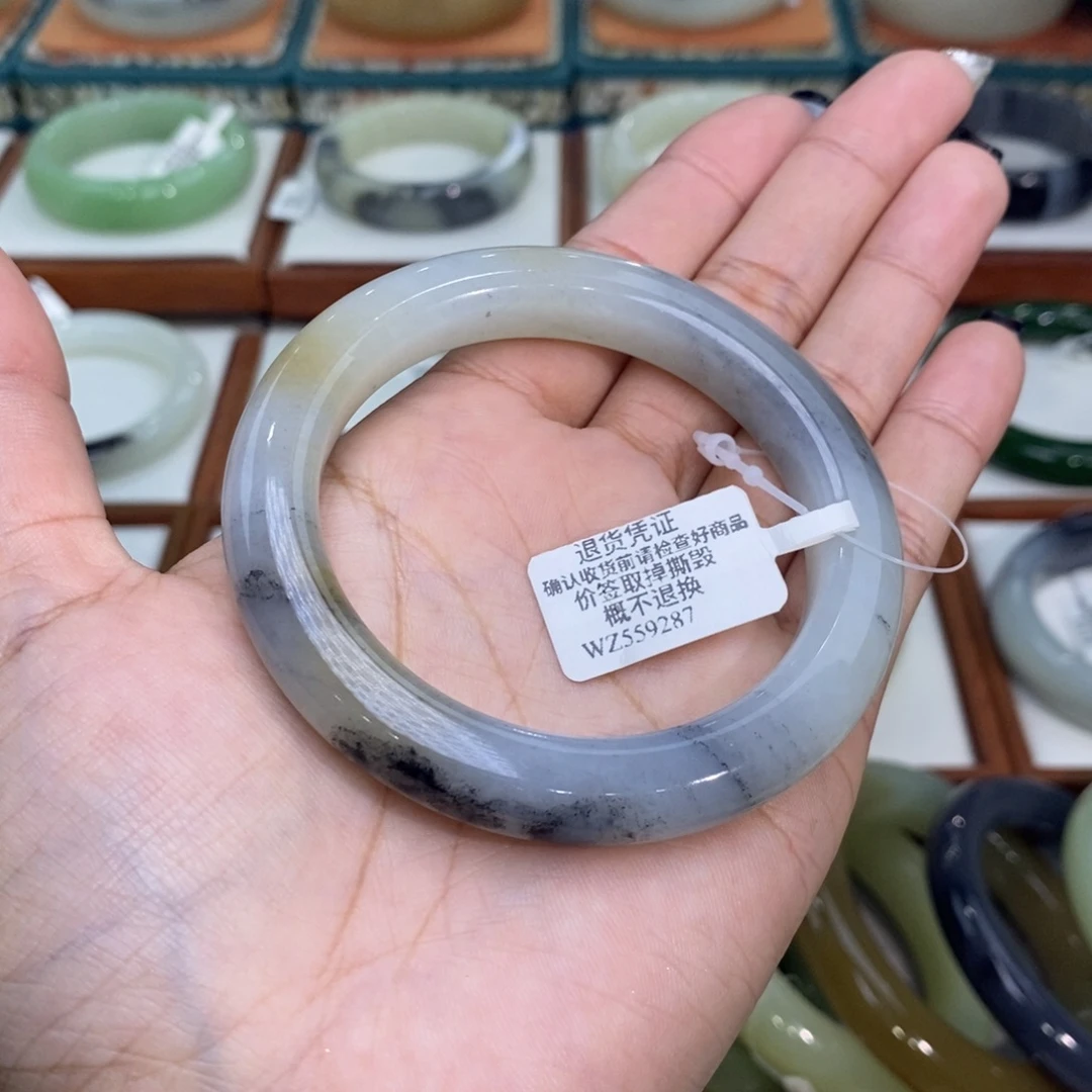 和田玉未镶嵌手镯和田玉楼兰三色籽青花54