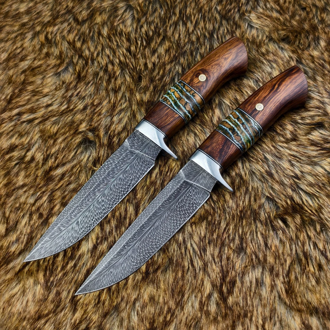 無限 羽毛 大马士革折叠锻打 沙漠铁木 猛犸臼齿 高端手工水果刀