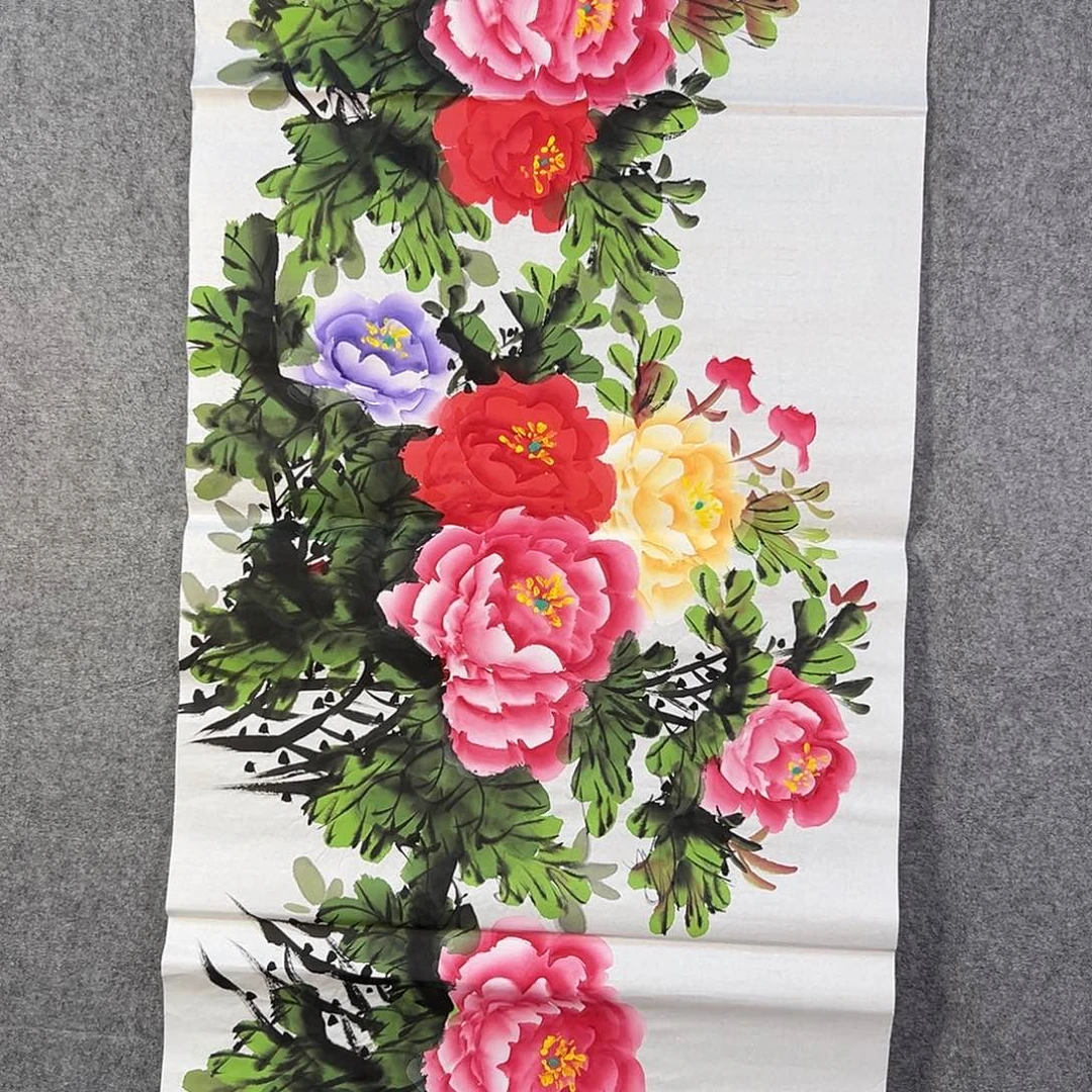 国画613 花鸟在树丛的顶端鸣叫叫声响