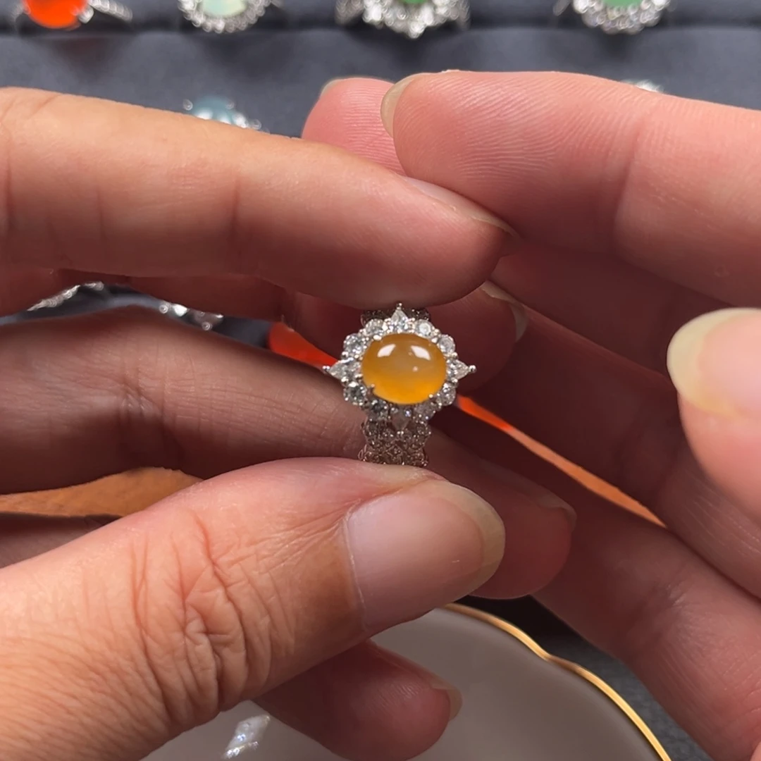 翡翠银S925镶嵌戒指缅甸翡翠A货