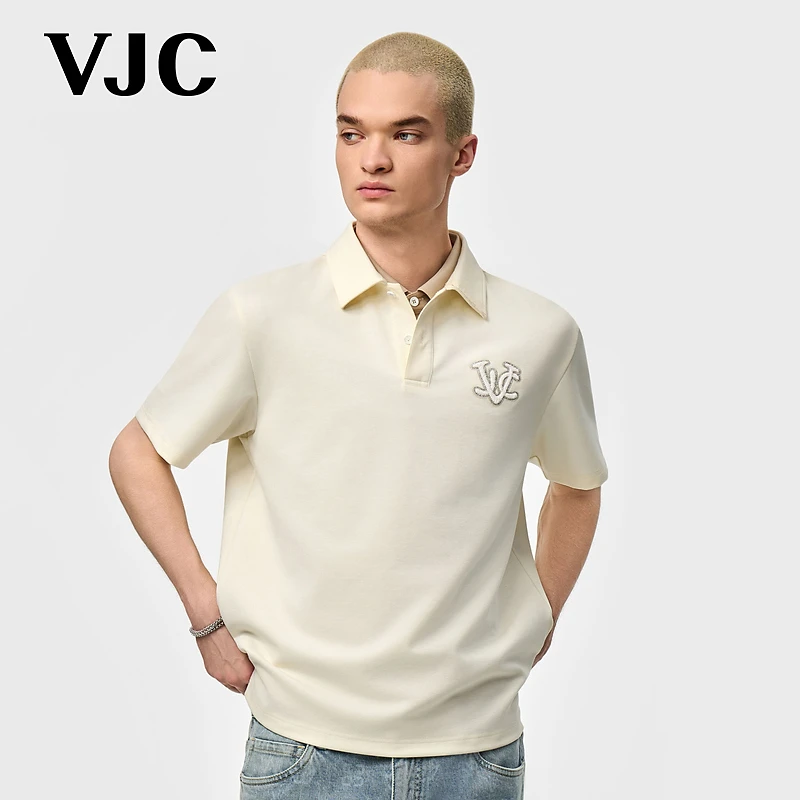 VJC/威杰思2025夏季新款男装气质通勤刺绣POLO衫时尚B25BA1033