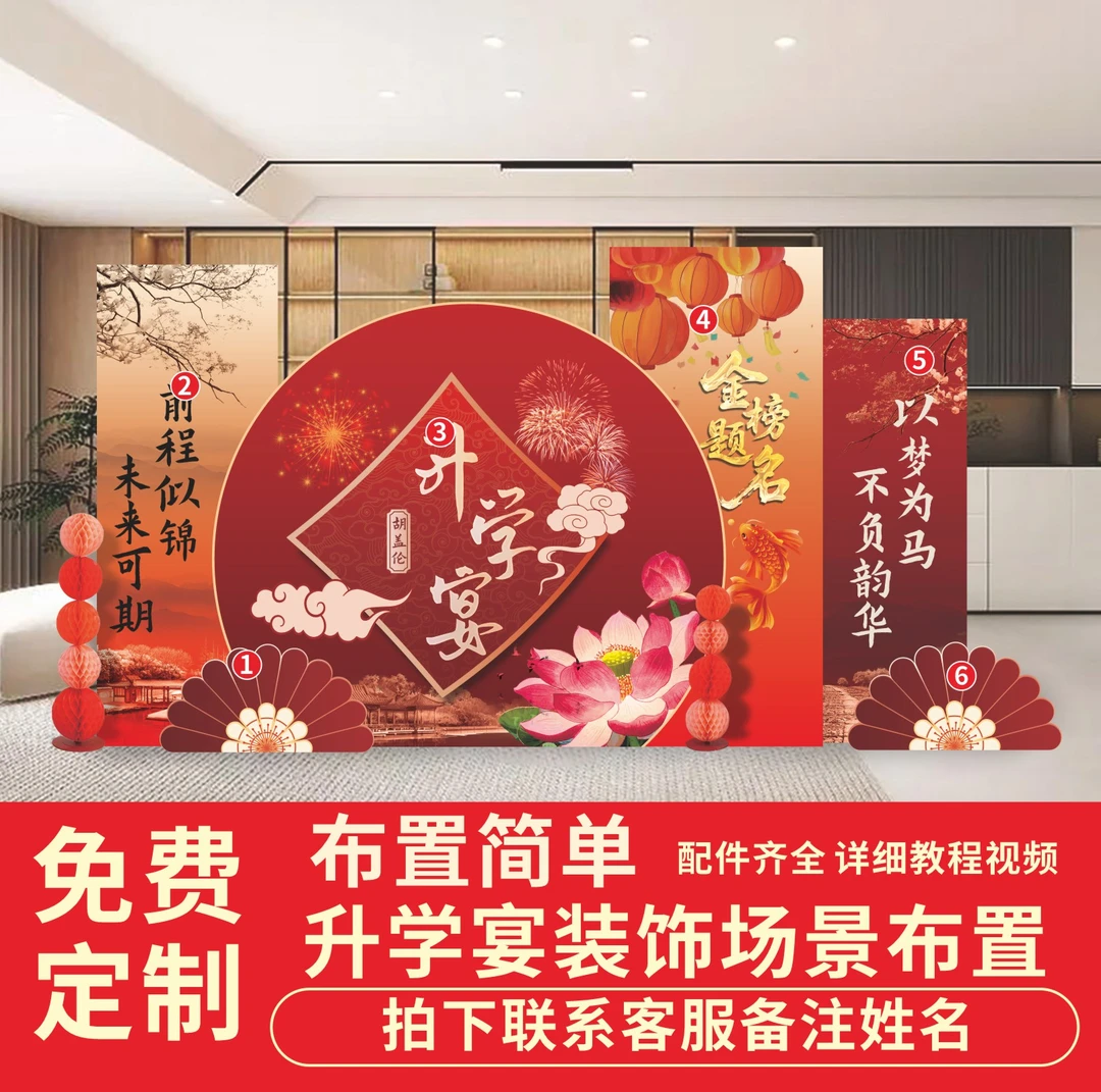 中高考升学宴场景布置装饰氛围感金榜题名谢师宴酒店背景墙kt展板