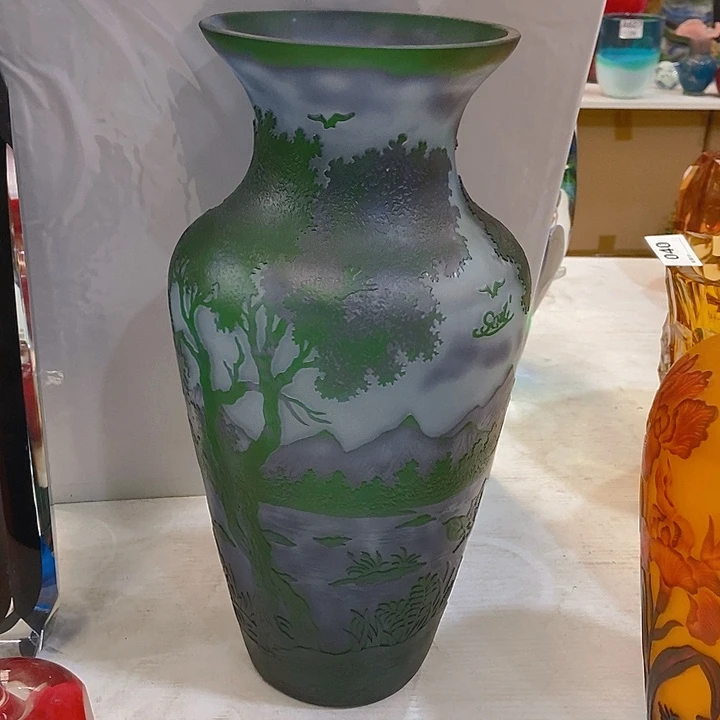 无铅玻璃胖*琉璃花瓶高37口14