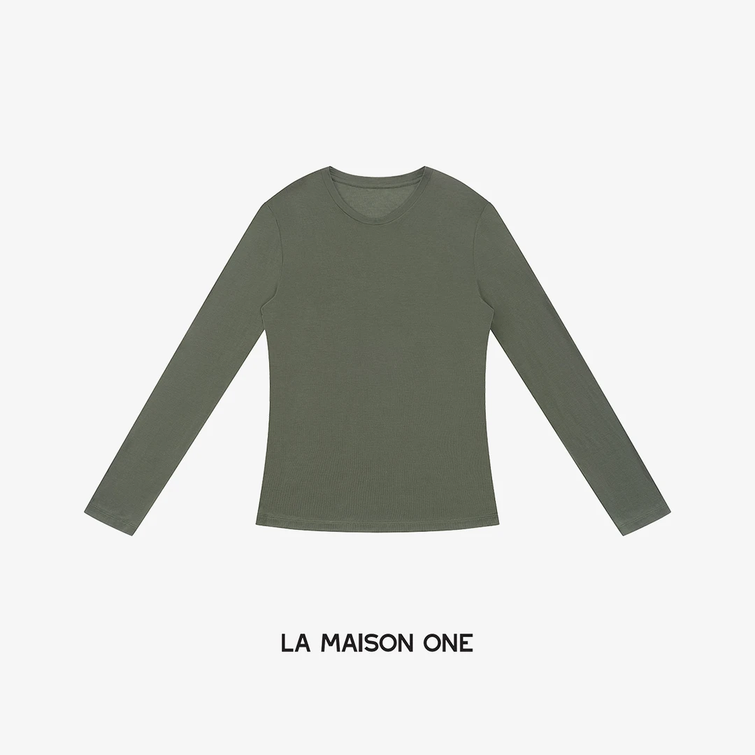 LA MAISON ONE  “面膜T”修身圆领显瘦打底T恤L253T003-1