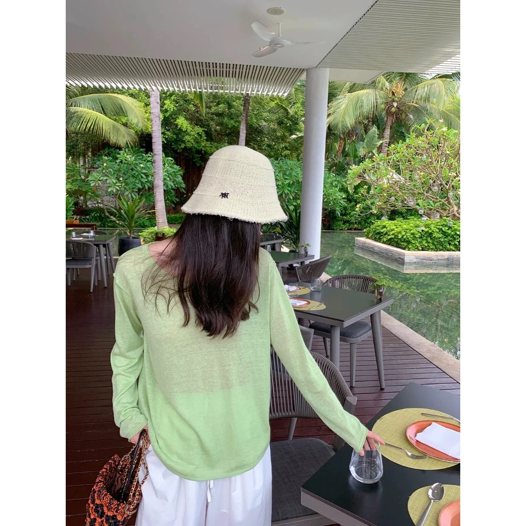 【老金】春夏2025新款单肩领宽松舒适休闲百搭小衫女配系带