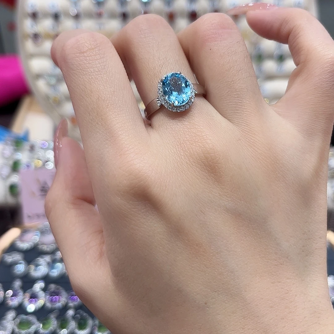 一***秋托帕石戒指银S925镶嵌