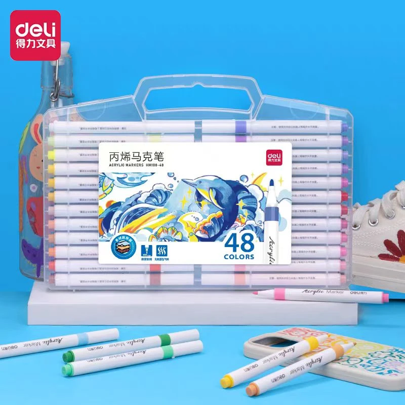 得力48色丙烯马克笔-1盒  HM108-48