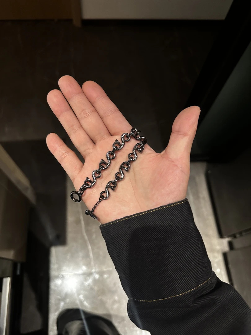 合金手镯 【涅槃 熊猫神威 手链】黑色缠绕白锆手链嘻哈潮百搭时尚