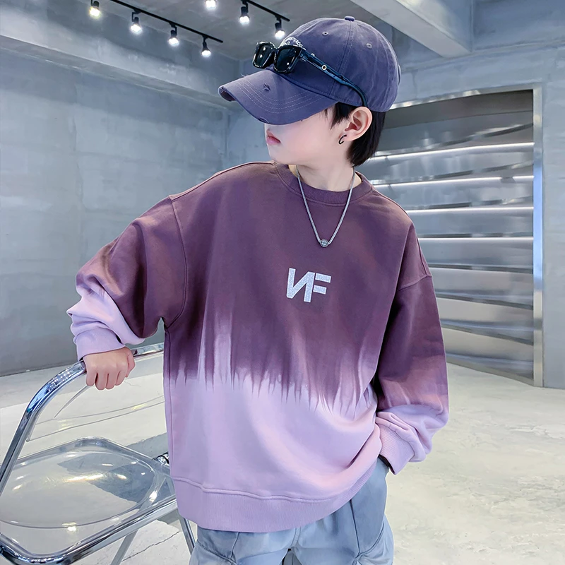 男童渐变卫衣春秋款2025新款潮酷儿童春装衣服男孩春季上衣痞帅风