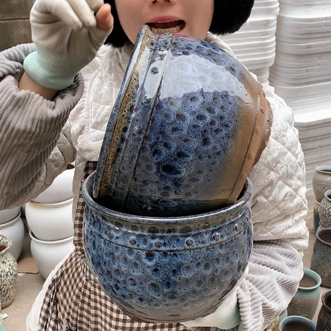 紫砂花盆瑕疵口21高17