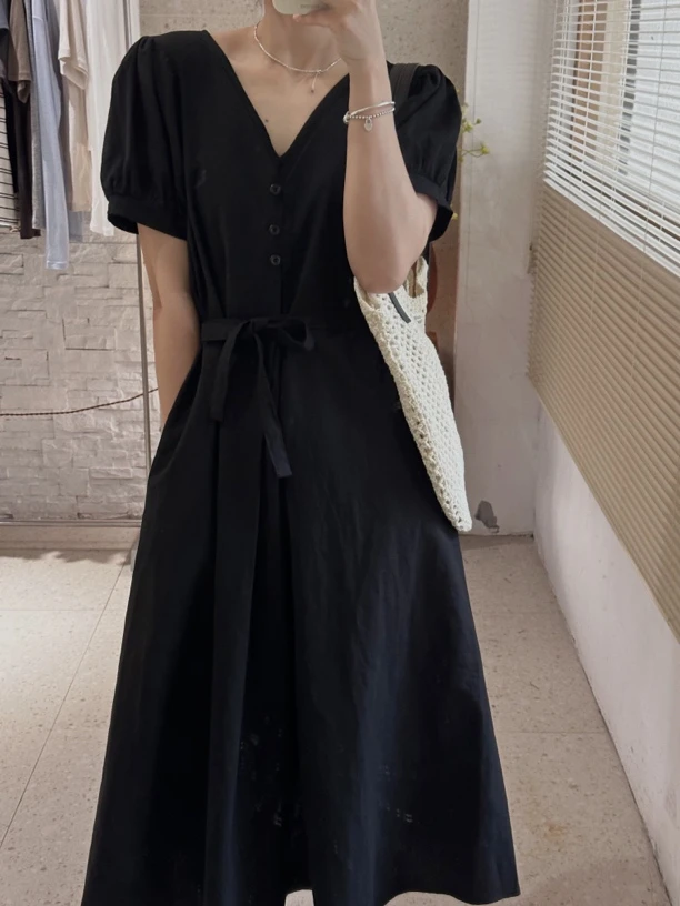 韩国双v领腰带连衣裙（no退no换）