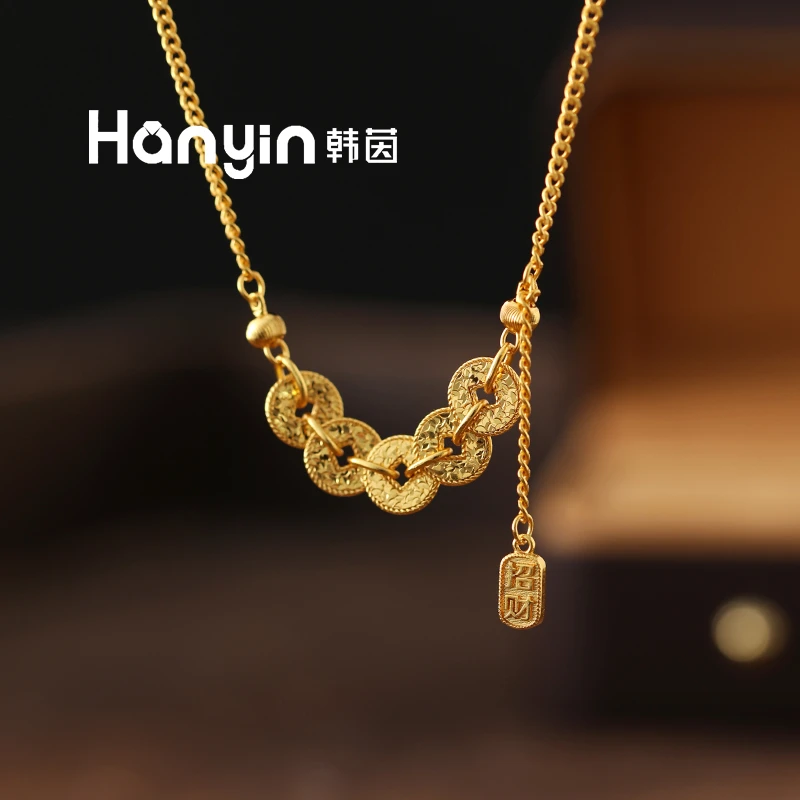 坠链均925银 时尚气质百搭龙鳞碎冰冰钱多多高级感复古轻奢项链